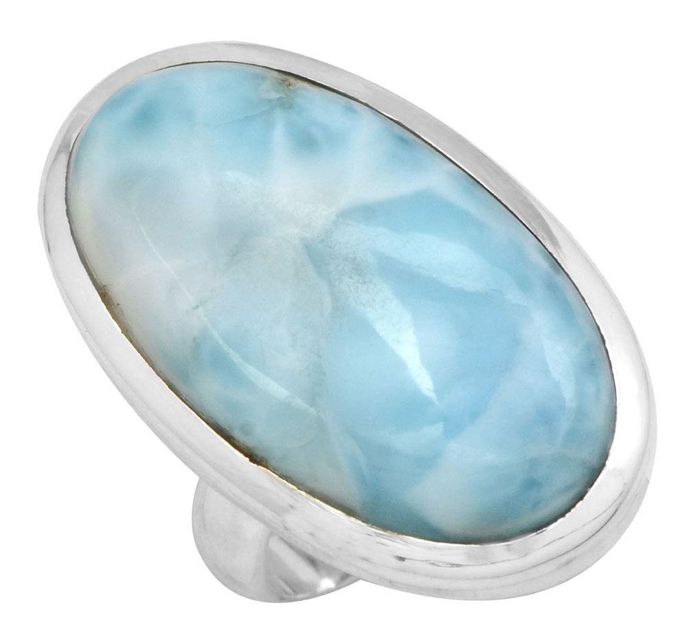 Natural Larimar 925 Sterling Silver Rings Silver Jewelry - YoTreasure