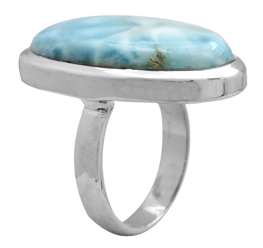Natural Larimar 925 Sterling Silver Rings Silver Jewelry - YoTreasure