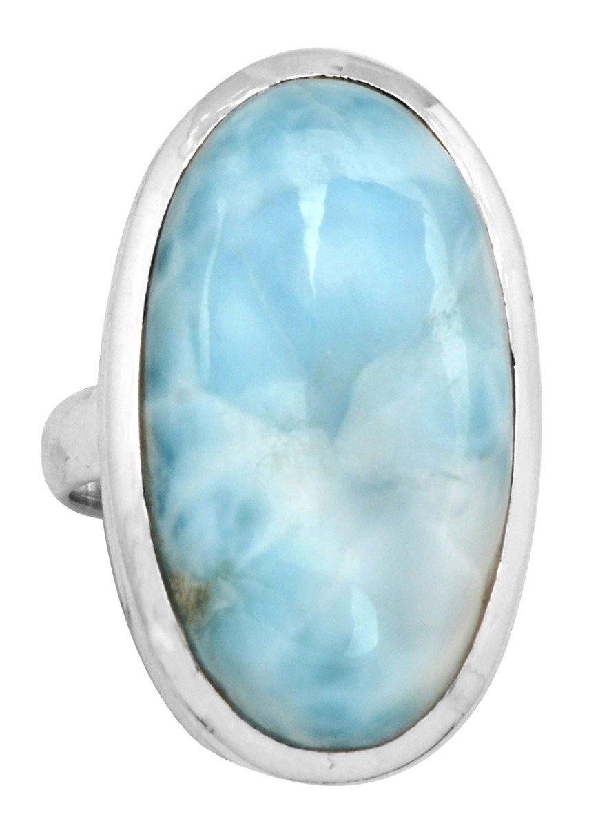 Natural Larimar 925 Sterling Silver Rings Silver Jewelry - YoTreasure