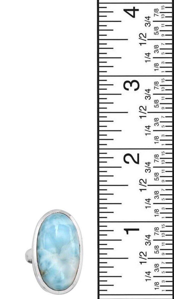 Natural Larimar 925 Sterling Silver Rings Silver Jewelry - YoTreasure