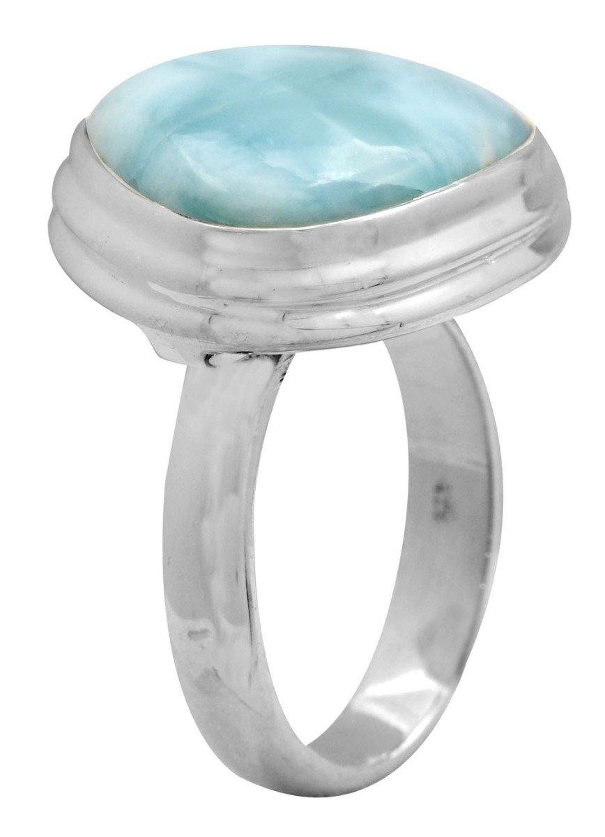 Natural Larimar 925 Sterling Silver Rings Silver Jewelry - YoTreasure