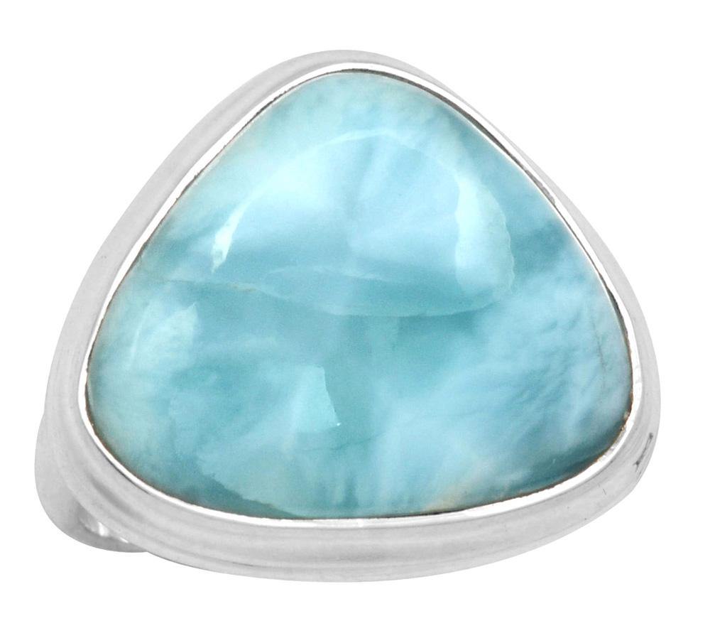 Natural Larimar 925 Sterling Silver Rings Silver Jewelry - YoTreasure