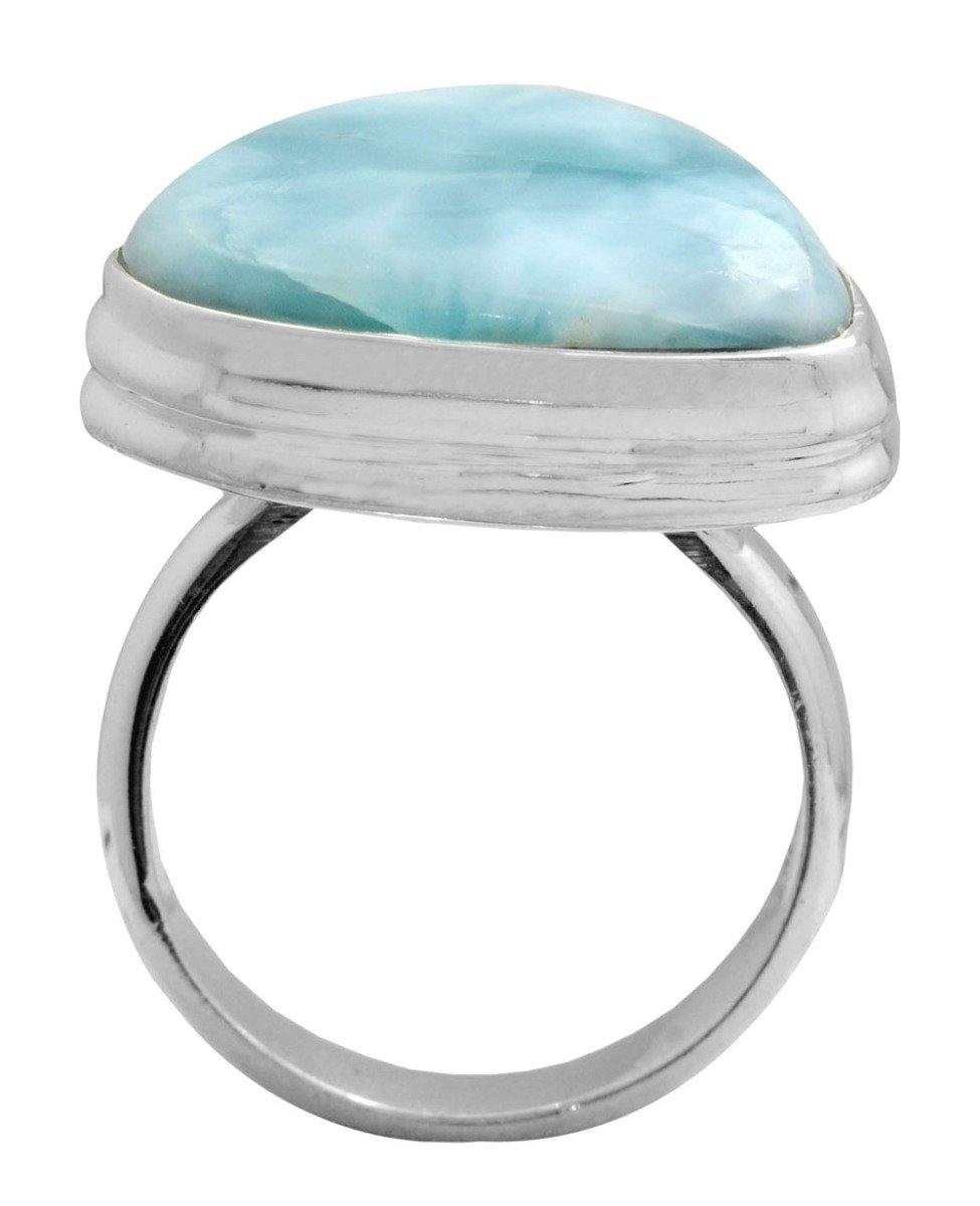 Natural Larimar 925 Sterling Silver Rings Silver Jewelry - YoTreasure