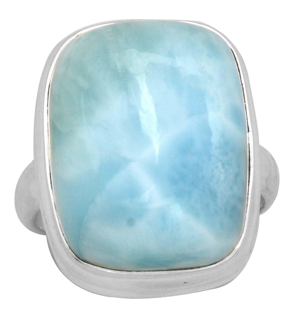 Natural Larimar 925 Sterling Silver Rings Silver Jewelry - YoTreasure