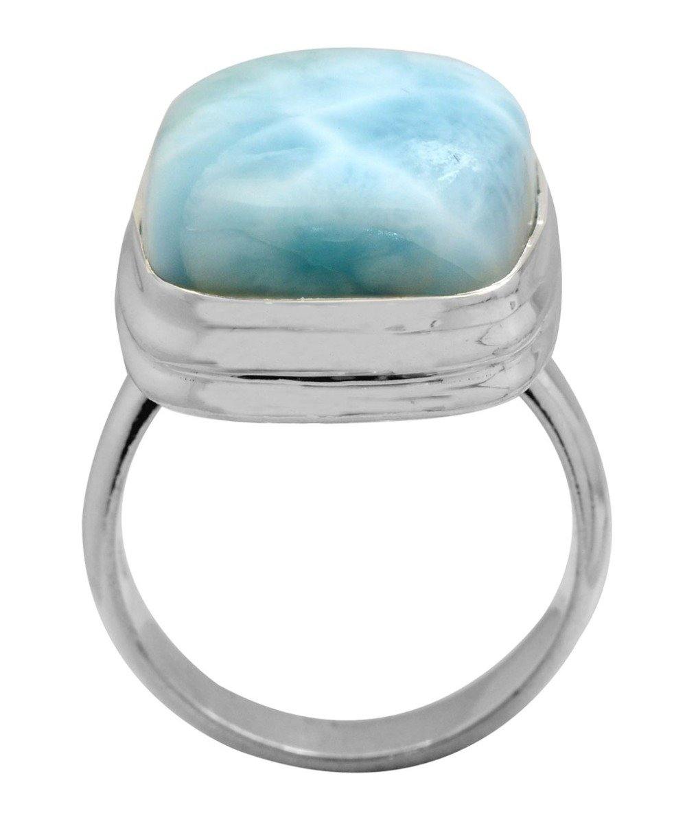 Natural Larimar 925 Sterling Silver Rings Silver Jewelry - YoTreasure