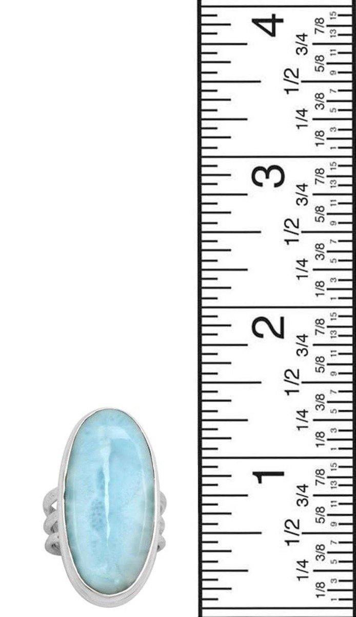 Natural Larimar 925 Sterling Silver Rings Silver Jewelry - YoTreasure