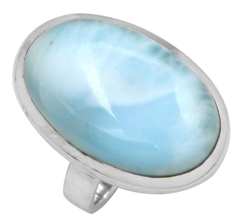 Natural Larimar 925 Sterling Silver Rings Silver Jewelry - YoTreasure