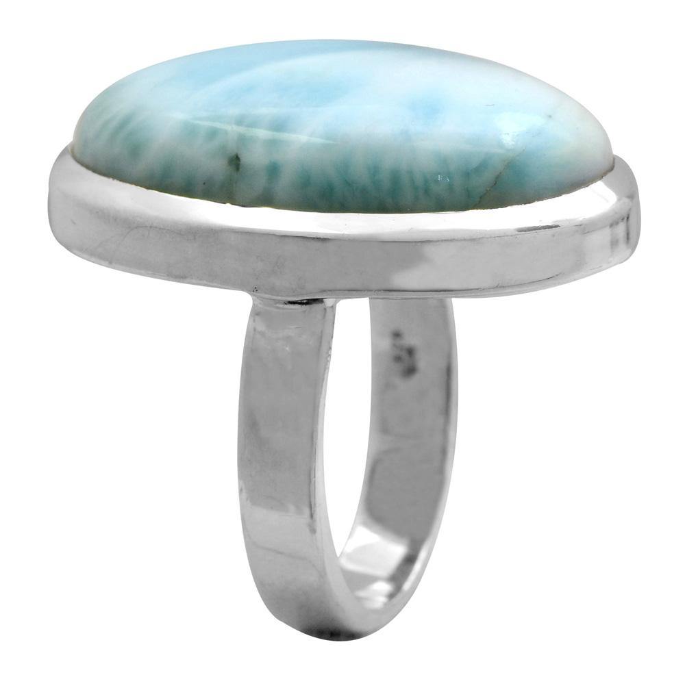 Natural Larimar 925 Sterling Silver Rings Silver Jewelry - YoTreasure