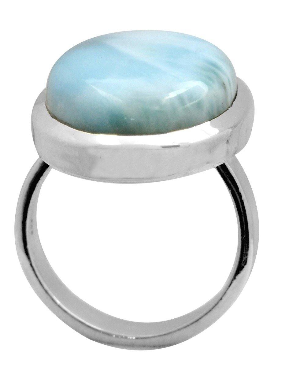 Natural Larimar 925 Sterling Silver Rings Silver Jewelry - YoTreasure