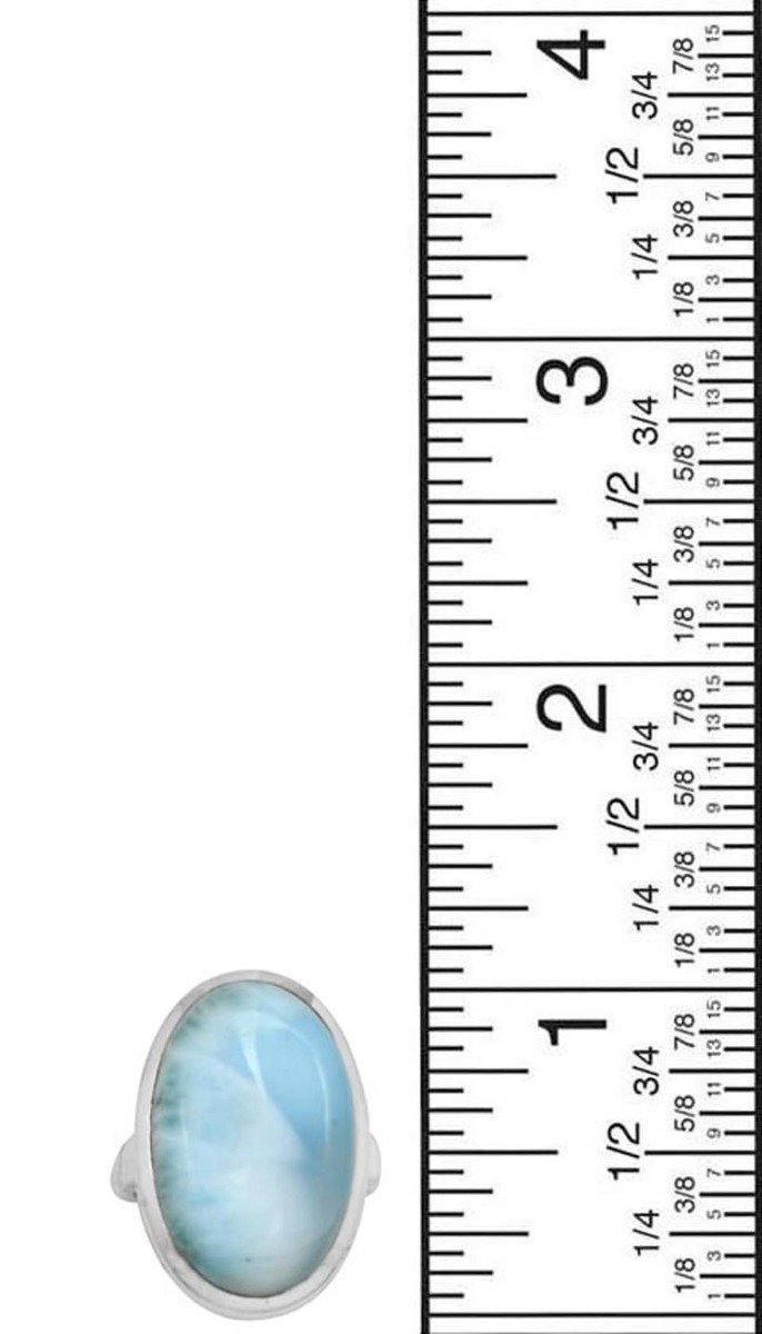 Natural Larimar 925 Sterling Silver Rings Silver Jewelry - YoTreasure