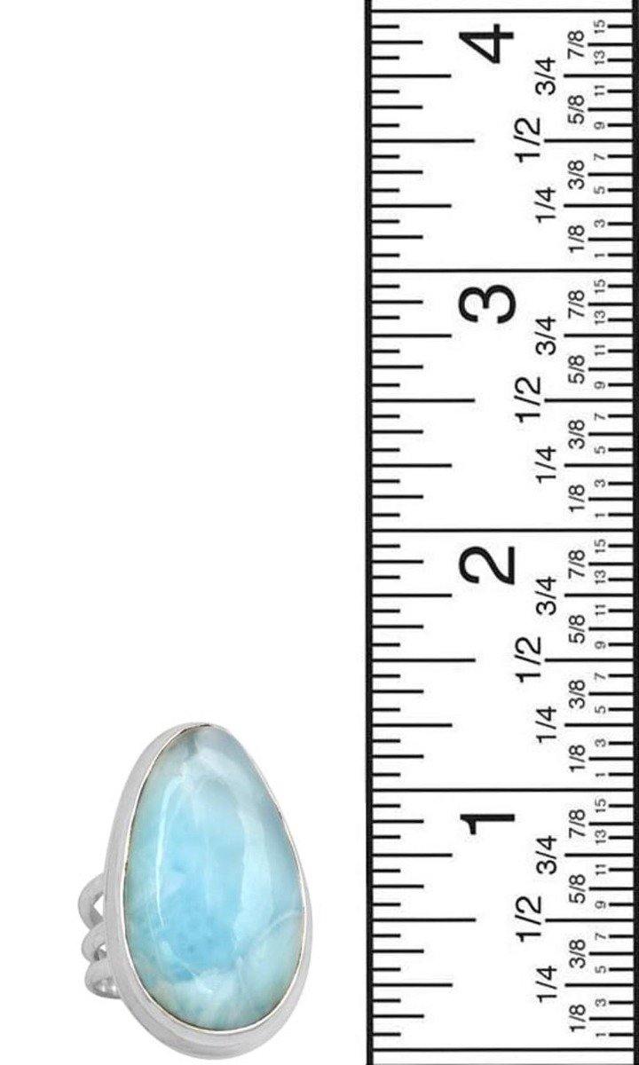 Natural Larimar 925 Sterling Silver Rings Silver Jewelry - YoTreasure