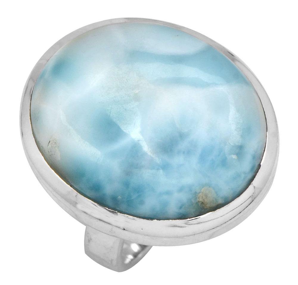 Natural Larimar 925 Sterling Silver Rings Silver Jewelry - YoTreasure