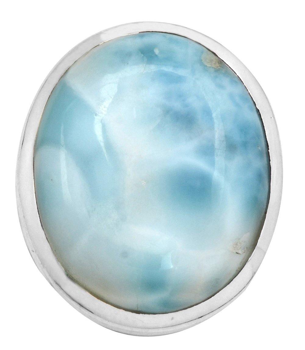 Natural Larimar 925 Sterling Silver Rings Silver Jewelry - YoTreasure