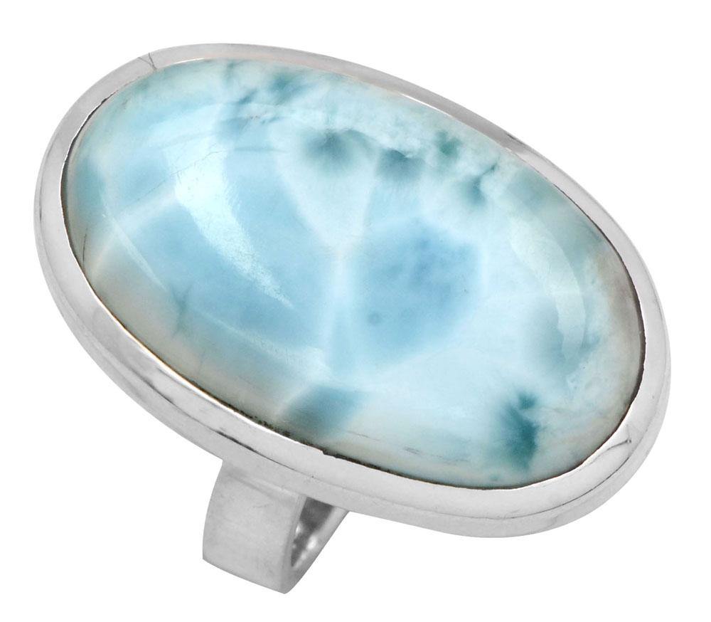 Natural Larimar 925 Sterling Silver Rings Silver Jewelry - YoTreasure