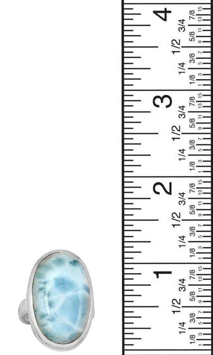 Natural Larimar 925 Sterling Silver Rings Silver Jewelry - YoTreasure