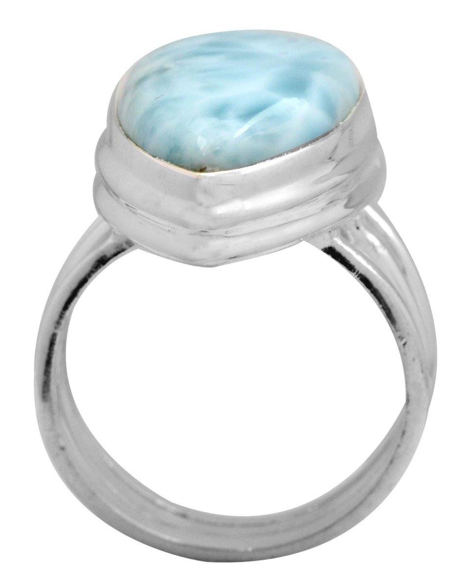 Natural Larimar 925 Sterling Silver Rings Silver Jewelry - YoTreasure
