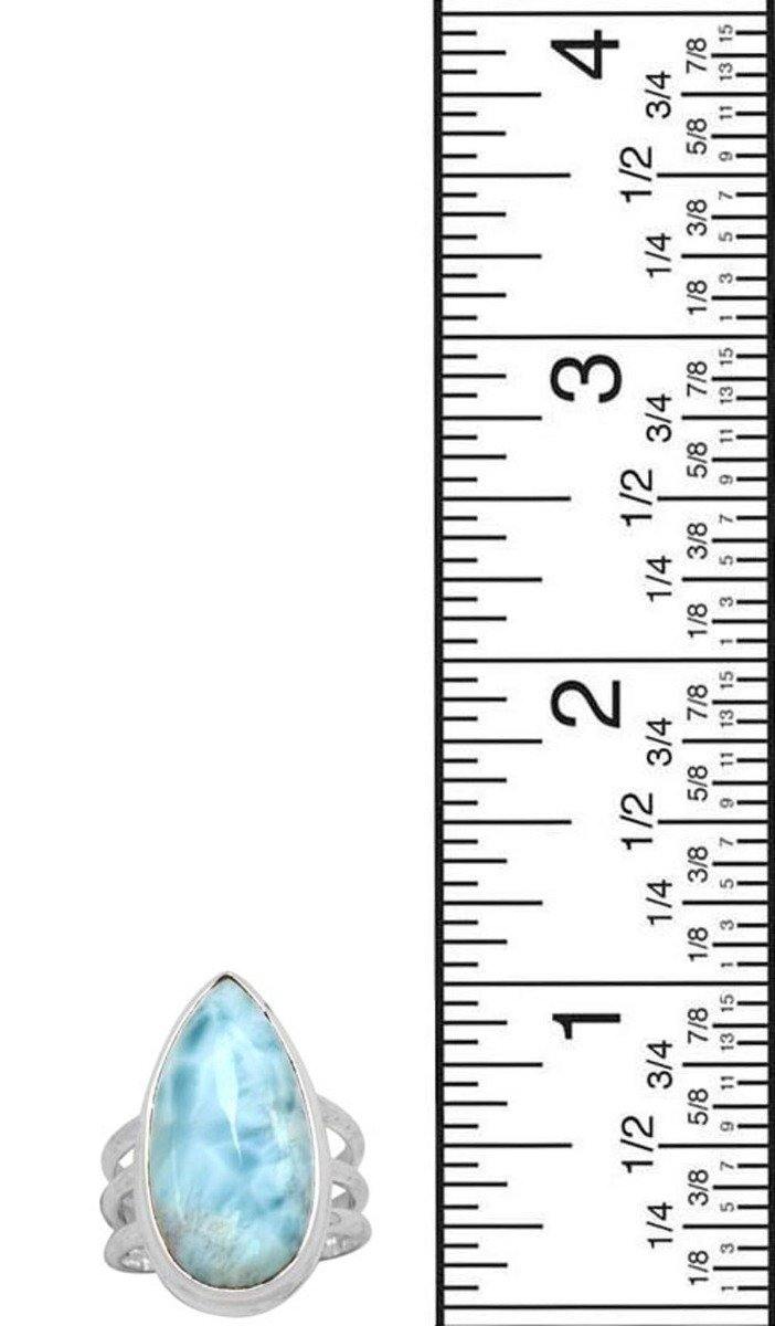 Natural Larimar 925 Sterling Silver Rings Silver Jewelry - YoTreasure