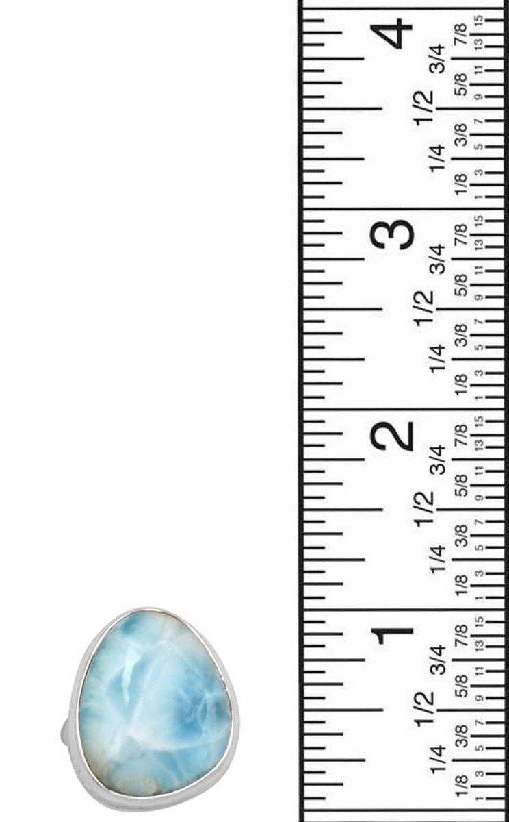 Natural Larimar 925 Sterling Silver Rings Silver Jewelry - YoTreasure