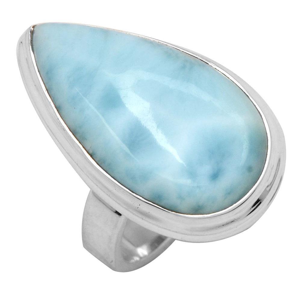Natural Larimar 925 Sterling Silver Rings Silver Jewelry - YoTreasure