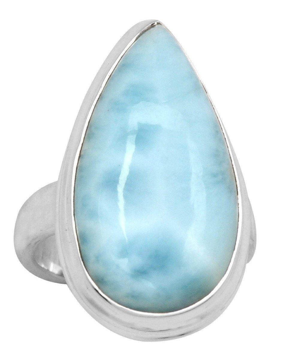 Natural Larimar 925 Sterling Silver Rings Silver Jewelry - YoTreasure