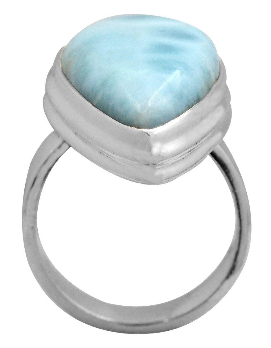 Natural Larimar 925 Sterling Silver Rings Silver Jewelry - YoTreasure
