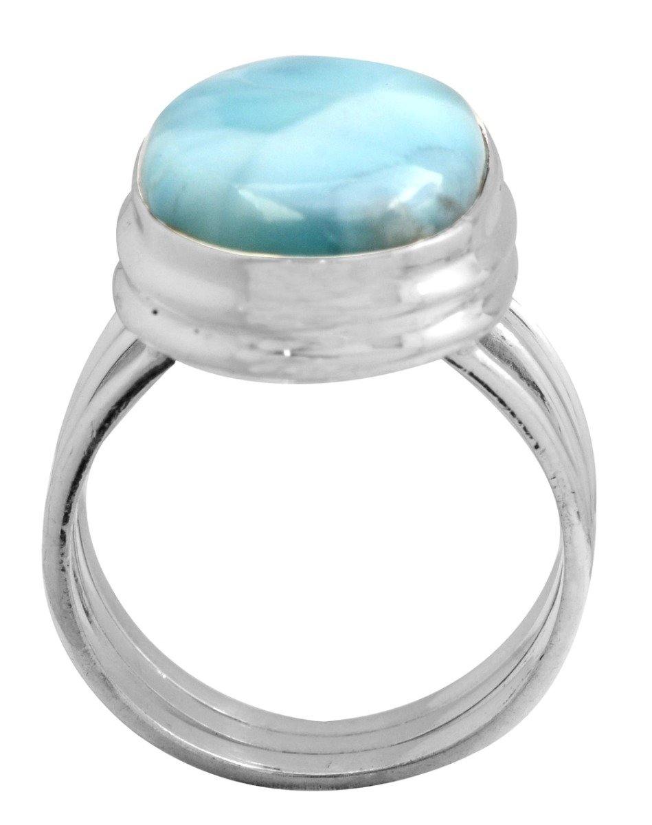 Natural Larimar 925 Sterling Silver Rings Silver Jewelry - YoTreasure