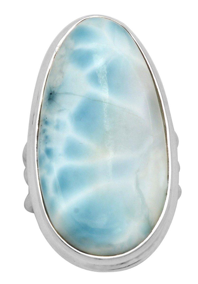 Natural Larimar 925 Sterling Silver Rings Silver Jewelry - YoTreasure