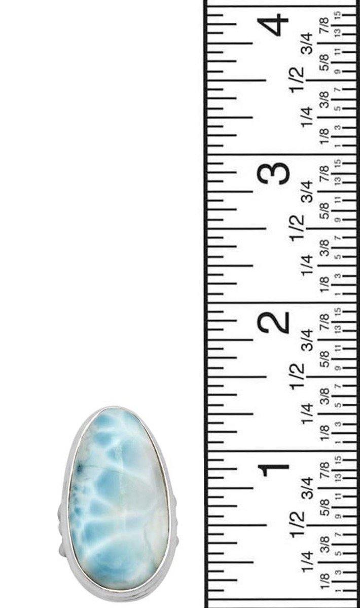 Natural Larimar 925 Sterling Silver Rings Silver Jewelry - YoTreasure