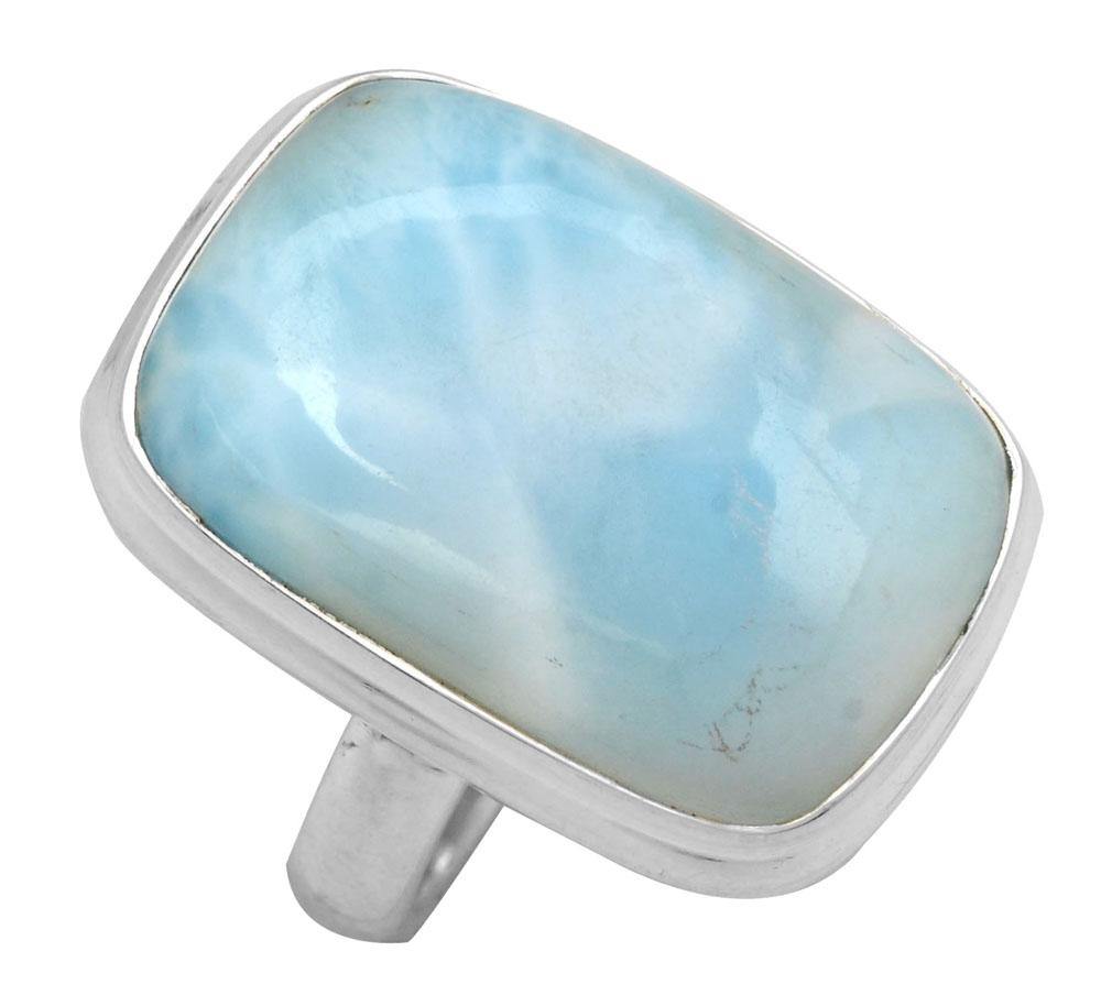 Natural Larimar 925 Sterling Silver Rings Silver Jewelry - YoTreasure