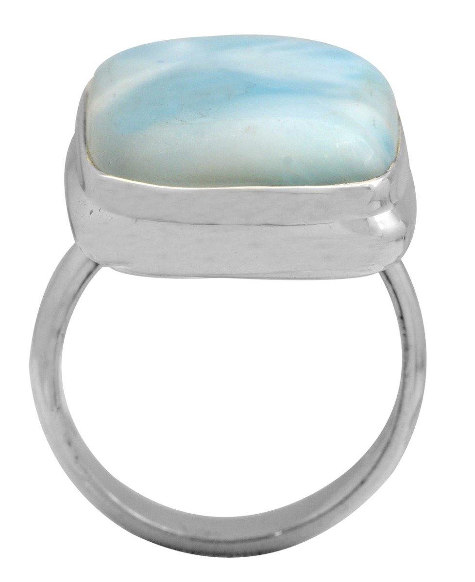 Natural Larimar 925 Sterling Silver Rings Silver Jewelry - YoTreasure