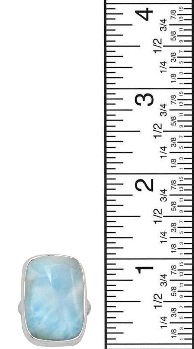 Natural Larimar 925 Sterling Silver Rings Silver Jewelry - YoTreasure