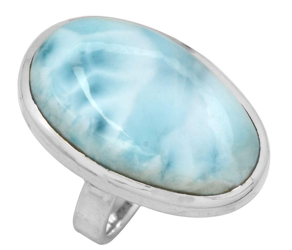 Natural Larimar 925 Sterling Silver Rings Silver Jewelry - YoTreasure