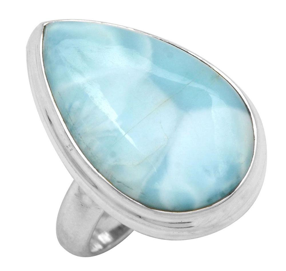 Natural Larimar 925 Sterling Silver Rings Silver Jewelry - YoTreasure