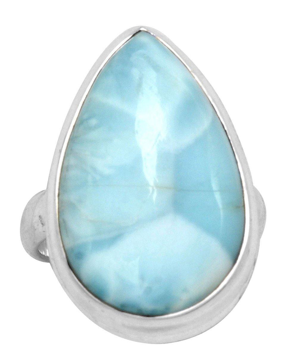 Natural Larimar 925 Sterling Silver Rings Silver Jewelry - YoTreasure