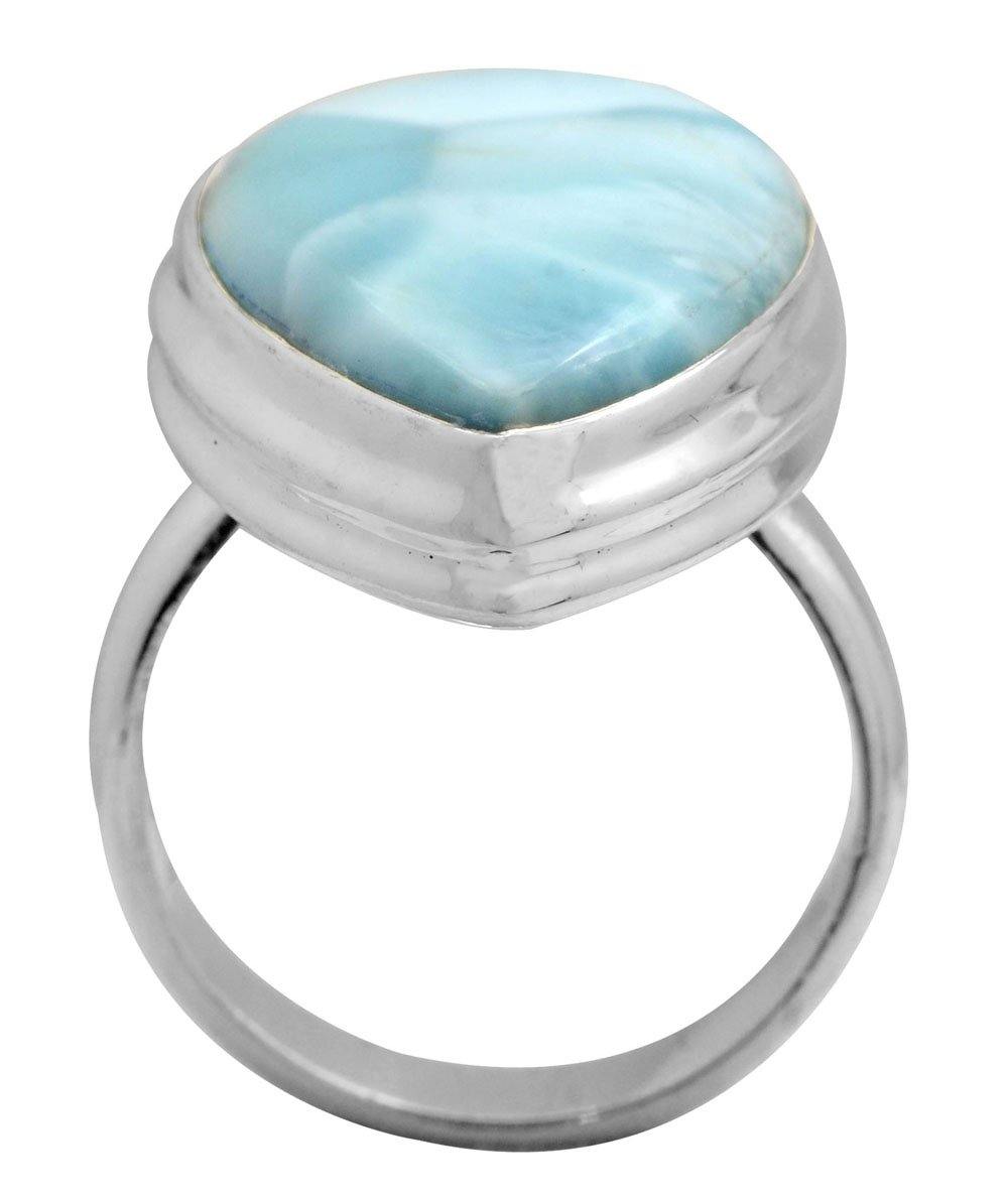 Natural Larimar 925 Sterling Silver Rings Silver Jewelry - YoTreasure