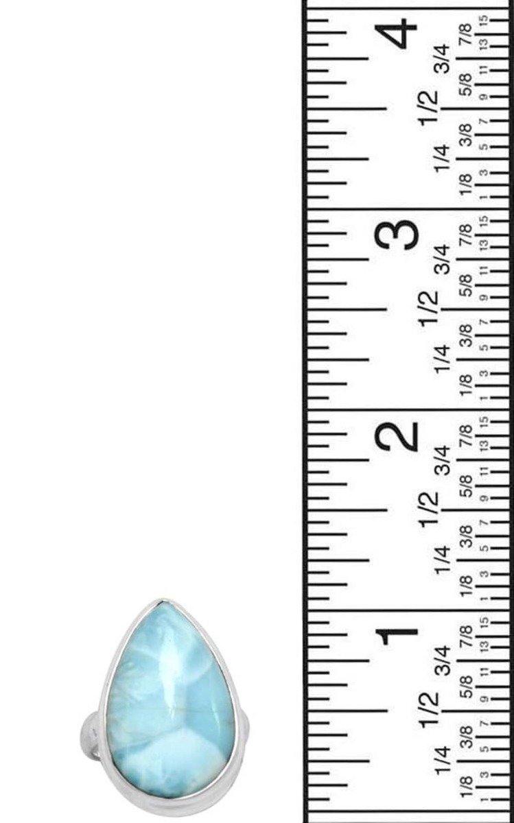 Natural Larimar 925 Sterling Silver Rings Silver Jewelry - YoTreasure