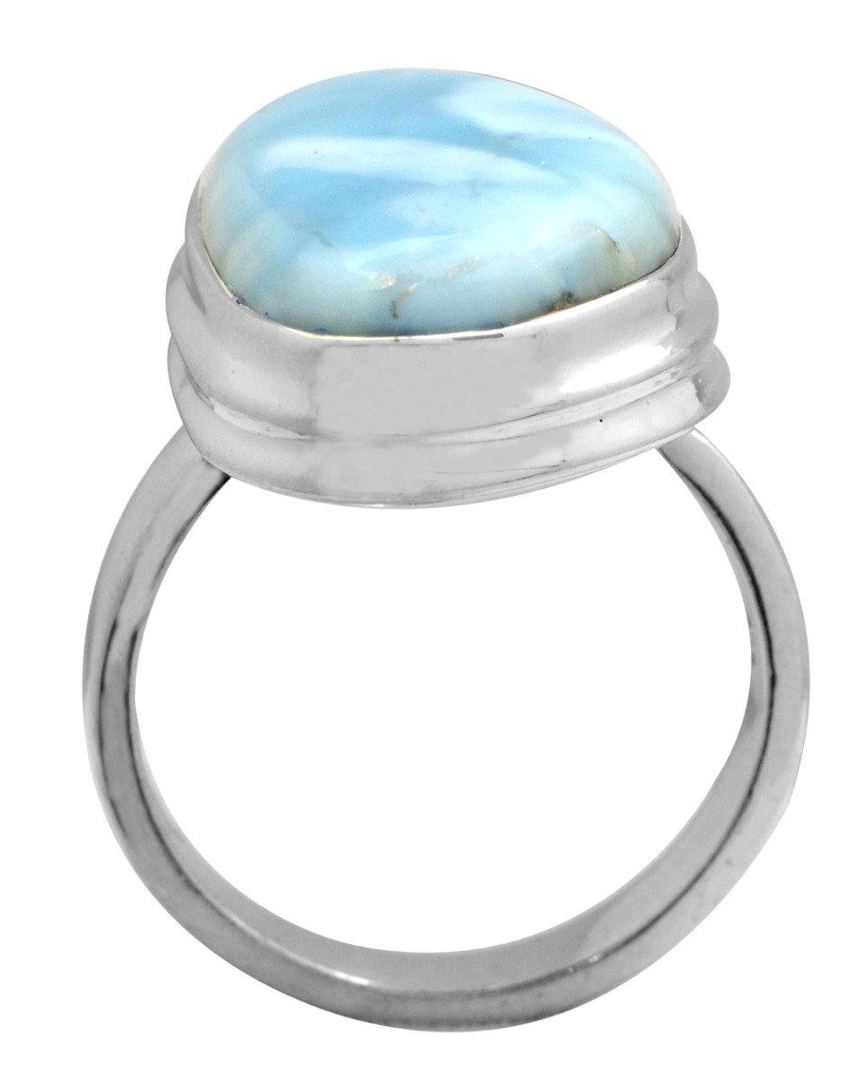 Natural Larimar 925 Sterling Silver Rings Silver Jewelry - YoTreasure