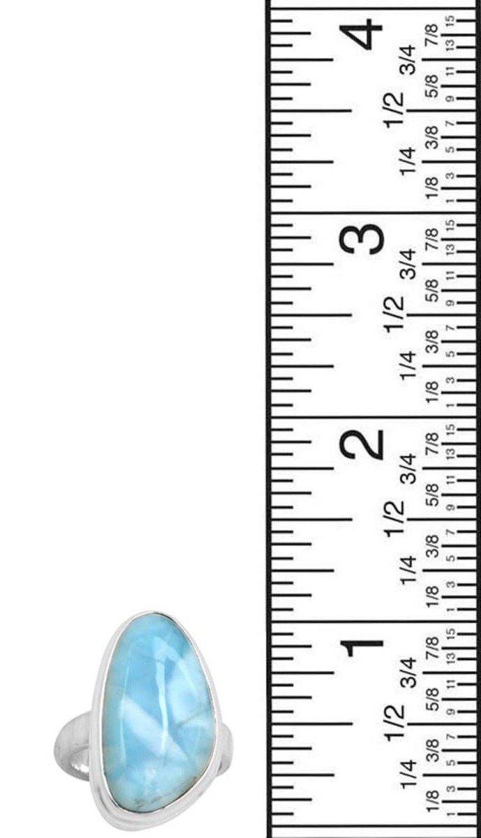 Natural Larimar 925 Sterling Silver Rings Silver Jewelry - YoTreasure