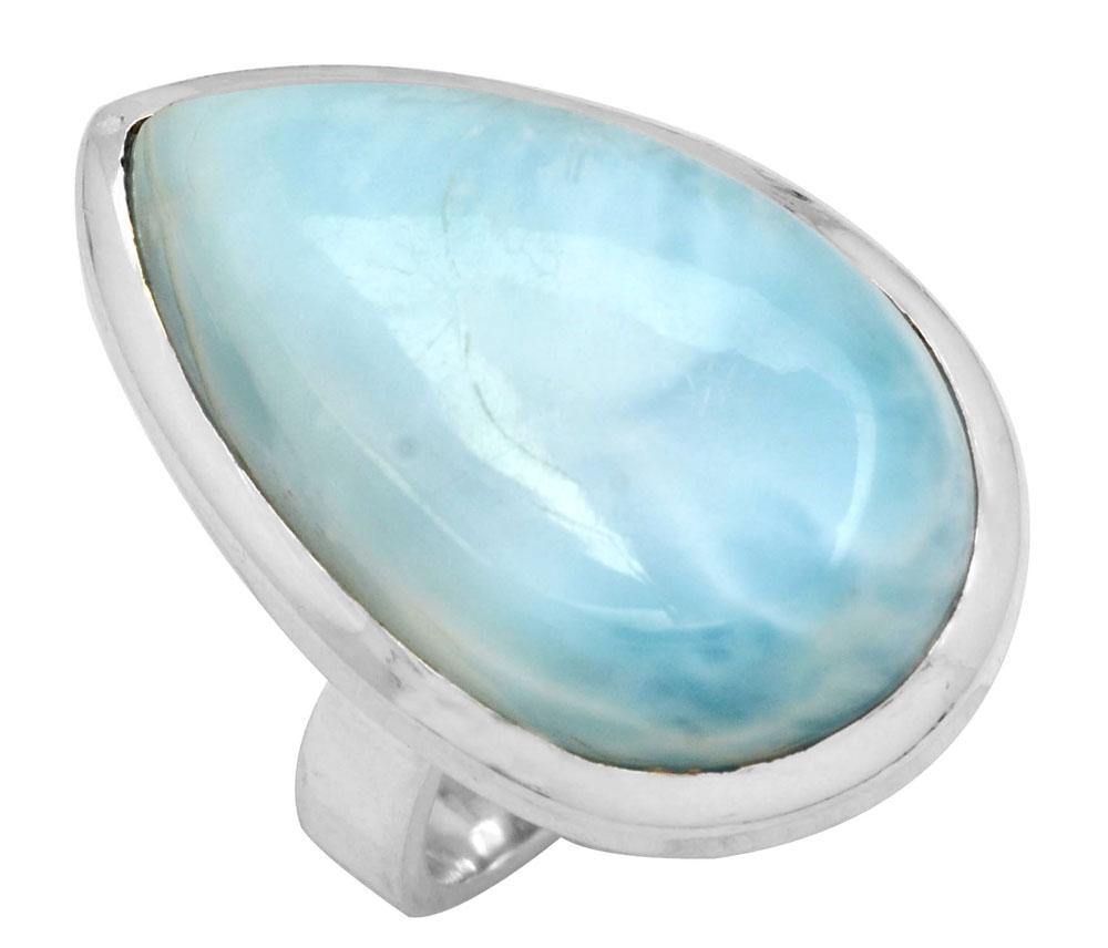 Natural Larimar 925 Sterling Silver Rings Silver Jewelry - YoTreasure