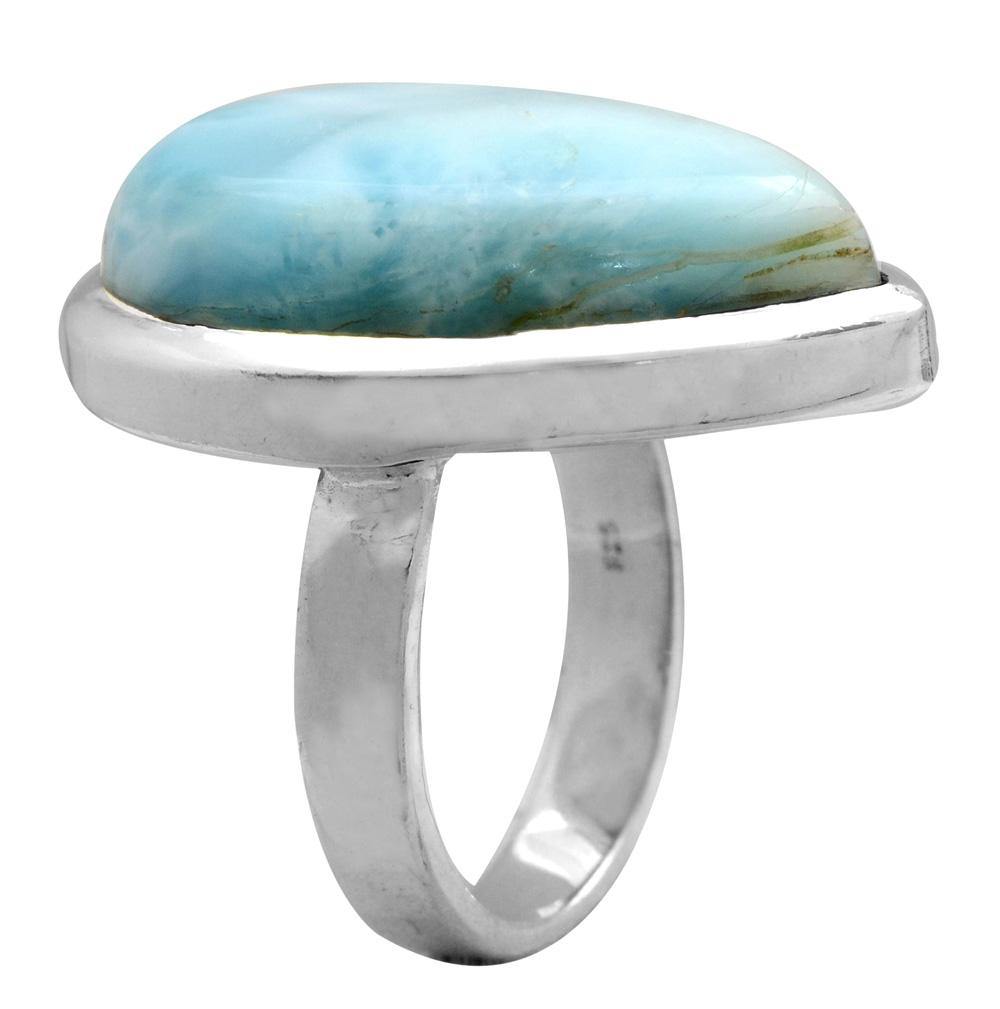 Natural Larimar 925 Sterling Silver Rings Silver Jewelry - YoTreasure