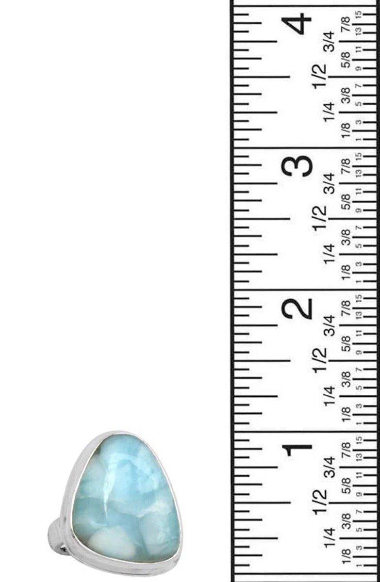 Natural Larimar 925 Sterling Silver Rings Silver Jewelry - YoTreasure