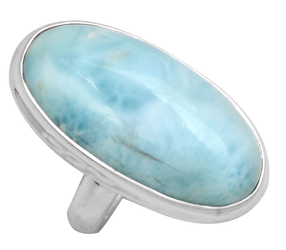 Natural Larimar 925 Sterling Silver Rings Silver Jewelry - YoTreasure