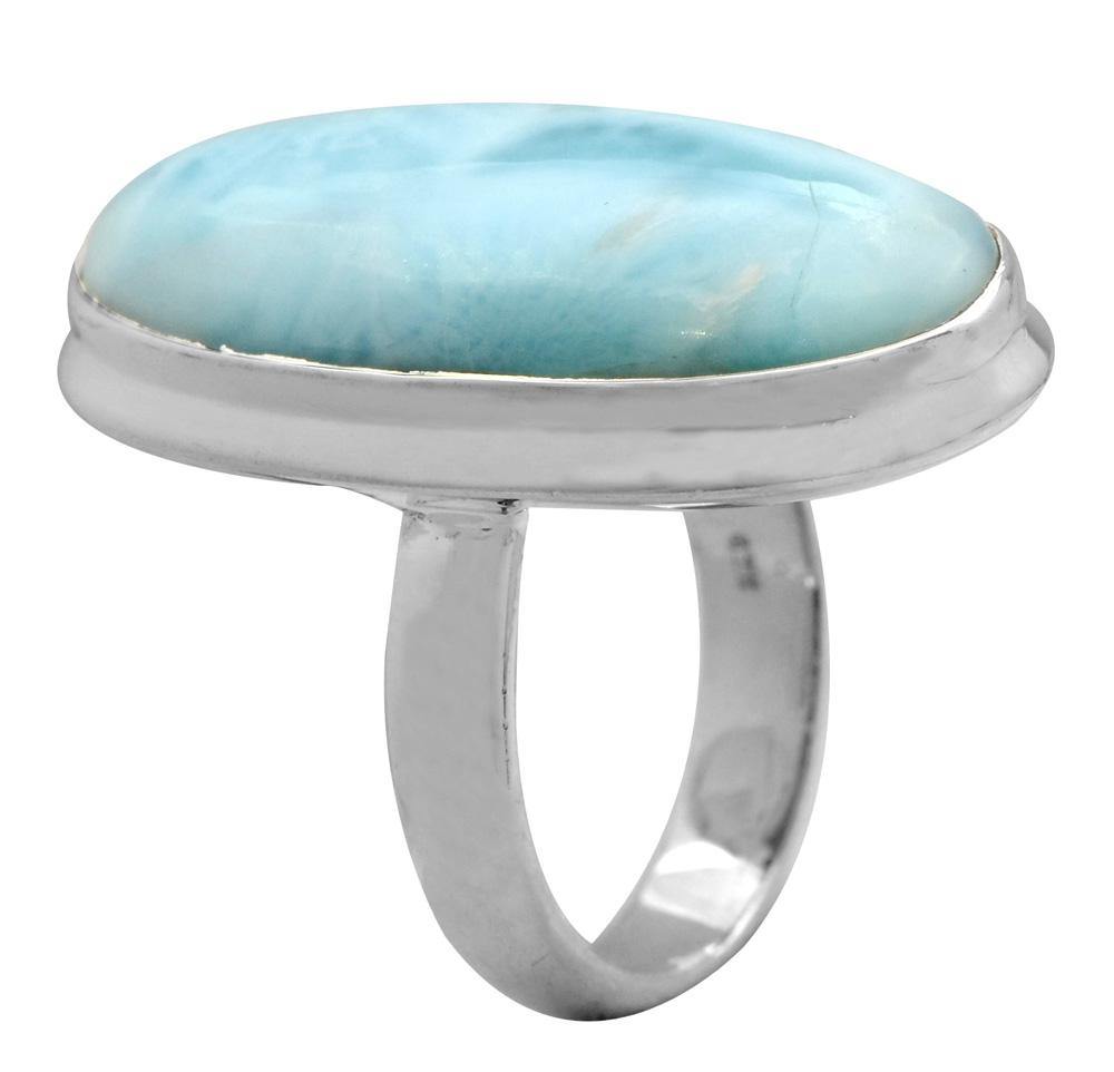 Natural Larimar 925 Sterling Silver Rings Silver Jewelry - YoTreasure