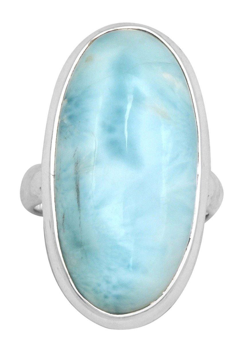 Natural Larimar 925 Sterling Silver Rings Silver Jewelry - YoTreasure
