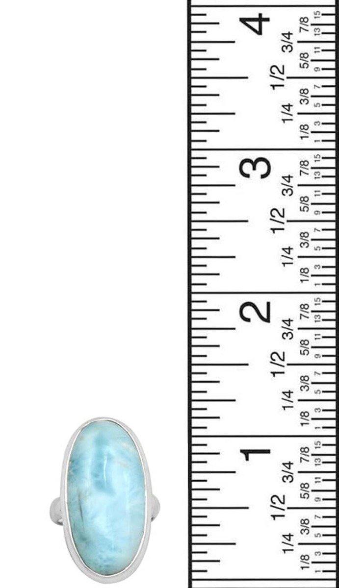 Natural Larimar 925 Sterling Silver Rings Silver Jewelry - YoTreasure