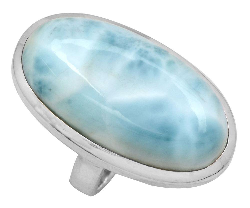 Natural Larimar 925 Sterling Silver Rings Silver Jewelry - YoTreasure