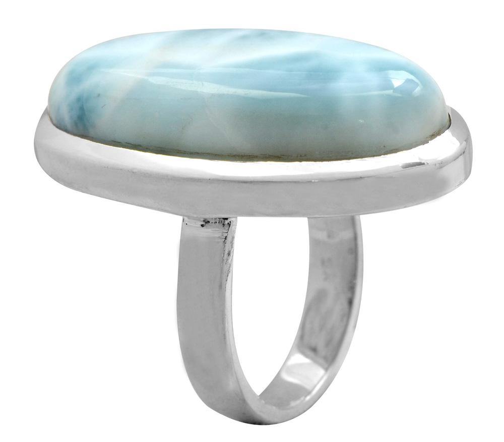 Natural Larimar 925 Sterling Silver Rings Silver Jewelry - YoTreasure