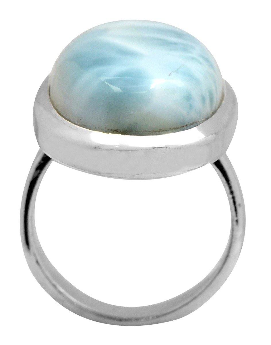 Natural Larimar 925 Sterling Silver Rings Silver Jewelry - YoTreasure