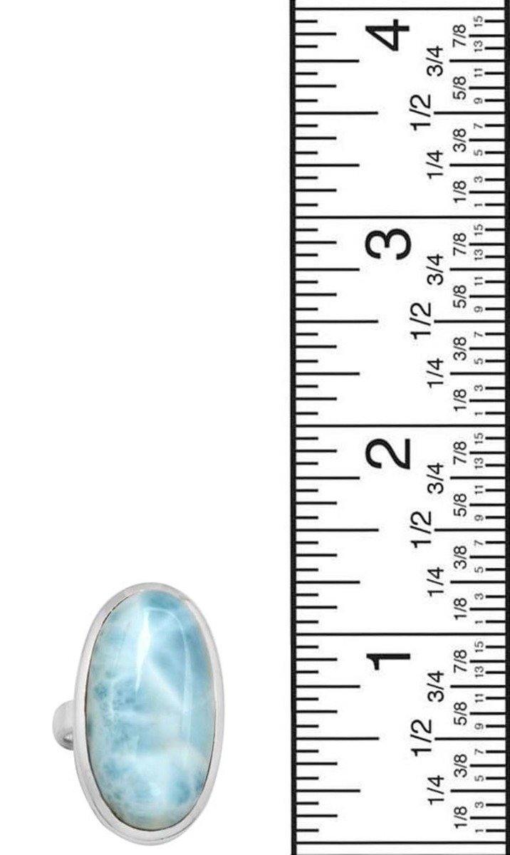 Natural Larimar 925 Sterling Silver Rings Silver Jewelry - YoTreasure