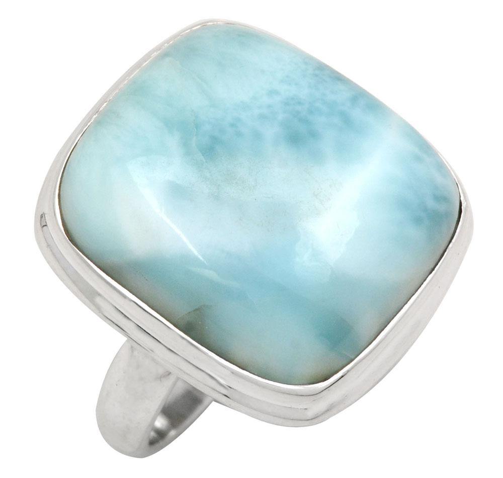 Natural Larimar 925 Sterling Silver Rings Silver Jewelry - YoTreasure
